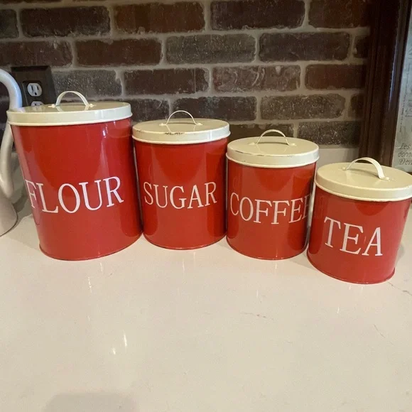 Red Kitchen Canister Set - Picture 1 of 4